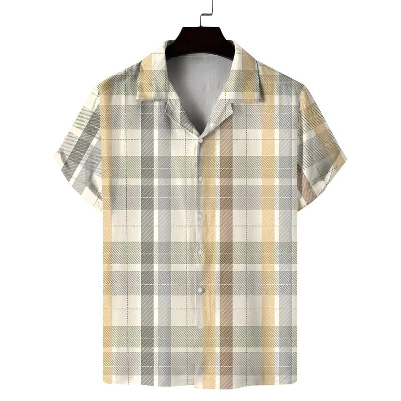 New Summer Shirt Men's Short-sleeved Plaid Design Casual Commuting Fashion All-match Personality Breathable Daily