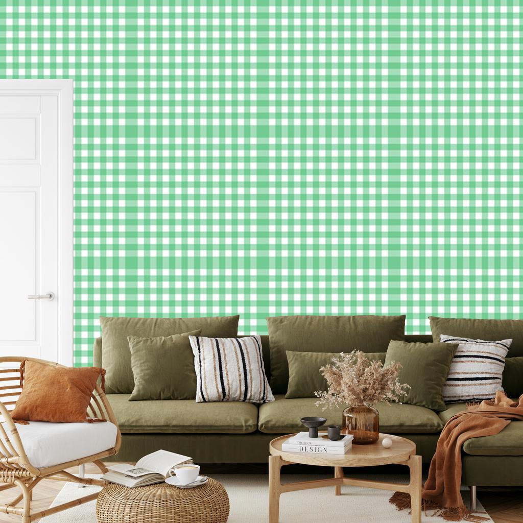 Mint and green fabric pattern wallpaper for living room and bedroom 50x1000