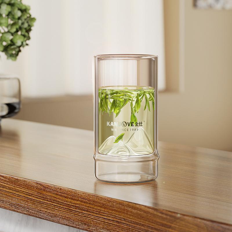 KAMJOVE Glass Milk Cup Heat Resistant Double Wall Glass Cup 275ml Transparent Water Cup High Borosilicate Glass Juice Tea Cup