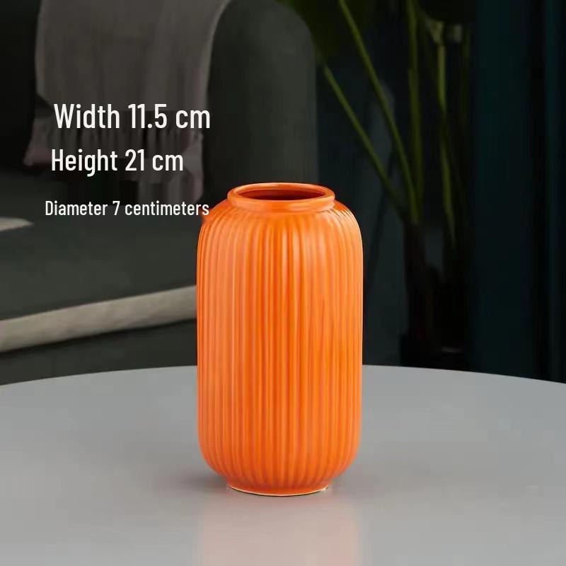 Modern White Striped Ceramic Vase for Minimalist Living Room Decor and Dining Table Display