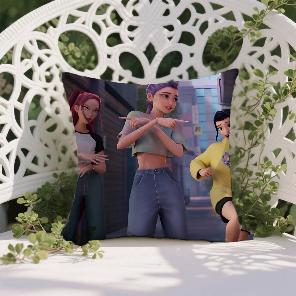 K-Pop D-Demon H-Hunters Pillow Case Anti-dustmite Pillowcase Invisible Zipper Silky Short Plush Sofa Cushion Cover