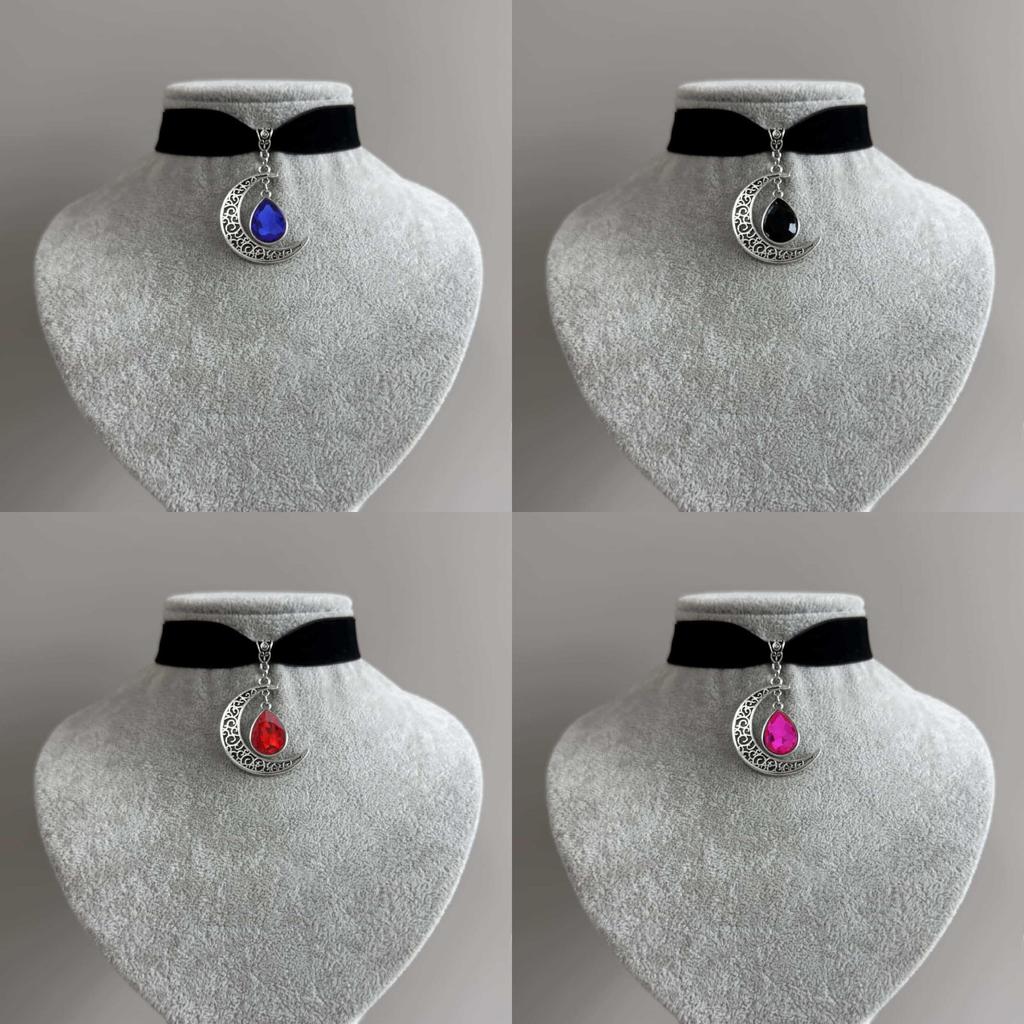 Gothic Moon Pendant Necklace For Women With Alloy Cross Chain And Zodiac Design