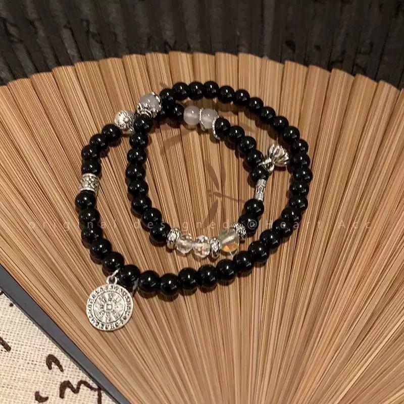 Double-layer 6-piece set Chinese Ping An Guofeng double-circle auspicious cloud lock niche bracelet beaded couple new bracelet jewelry