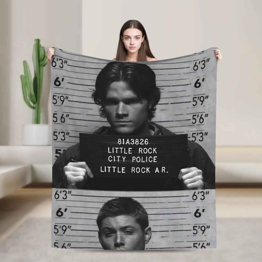 Warm Soft Blanket Camping Sam Winchester Supernatural Throw Blanket Flannel Bedspread For Couch Chair Sofa Bed Sofa Bed Cover