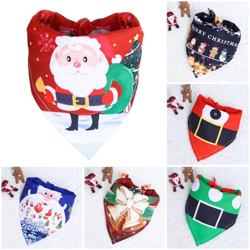 Charming Christmas Dog Bandana Reversible Triangle Bibs Scarf For Large Pets