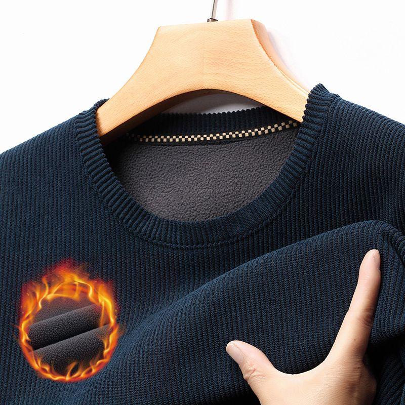 Men's Top Winter Warm Knit Sweater Pullover Round Neck Top Plus Size Long Sleeve