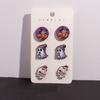 Halloween Cartoon Funny Ghost Pumpkin Kid Wooden Decorative Stud Earrings Combination Set