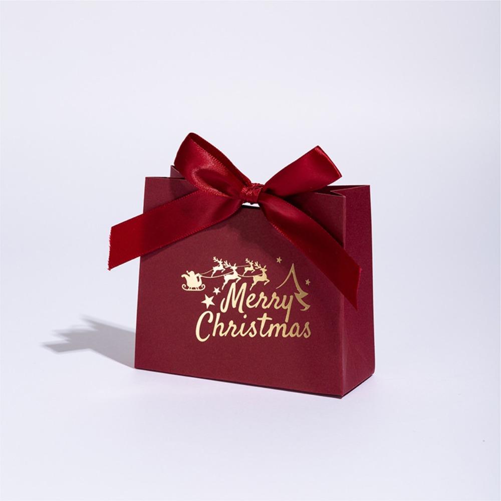 10 Stück Schleifen Weihnachtsgeschenkboxen Festliches 'Frohe Weihnachten' Design Mini Süßigkeitenbox Schlichte Große Kapazität