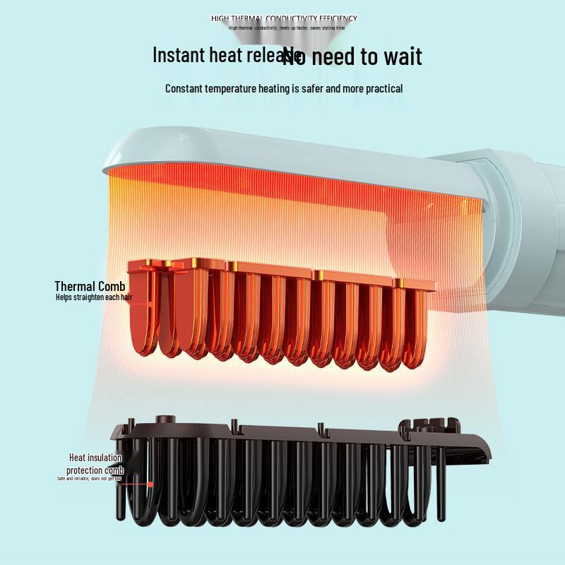Negative Ion Wireless Hair-Smoothing Comb: Portable, Hair-Friendly Styling Tool.