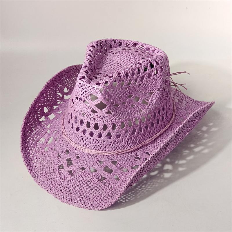 Vintage Summer Beach Bohemian Straw Hat Shell Women Men Western Cowboy Hats Wooden Beads Hollow Out Sun Hat Holiday Cap