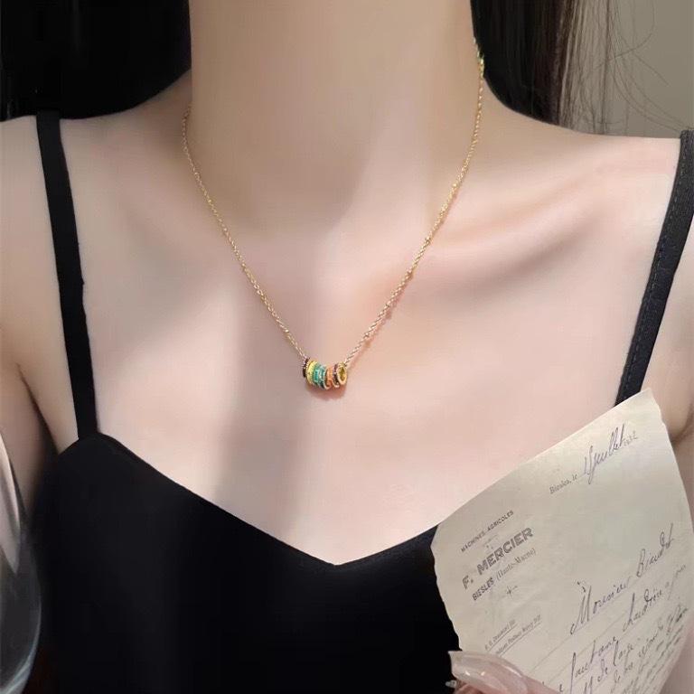 Macaron Collection Gold Enamel Four-Leaf and Five-Leaf Clover Drop Geometric Hoop Earrings and Necklace - Mother's Day Gift