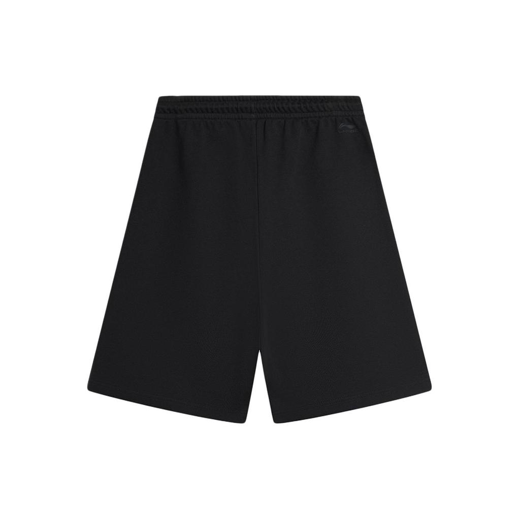 Li-Ning Breathable Elastic Drawstring Printed Logo Straight Leg Sports Shorts Men Shorts Black AKSU621-1