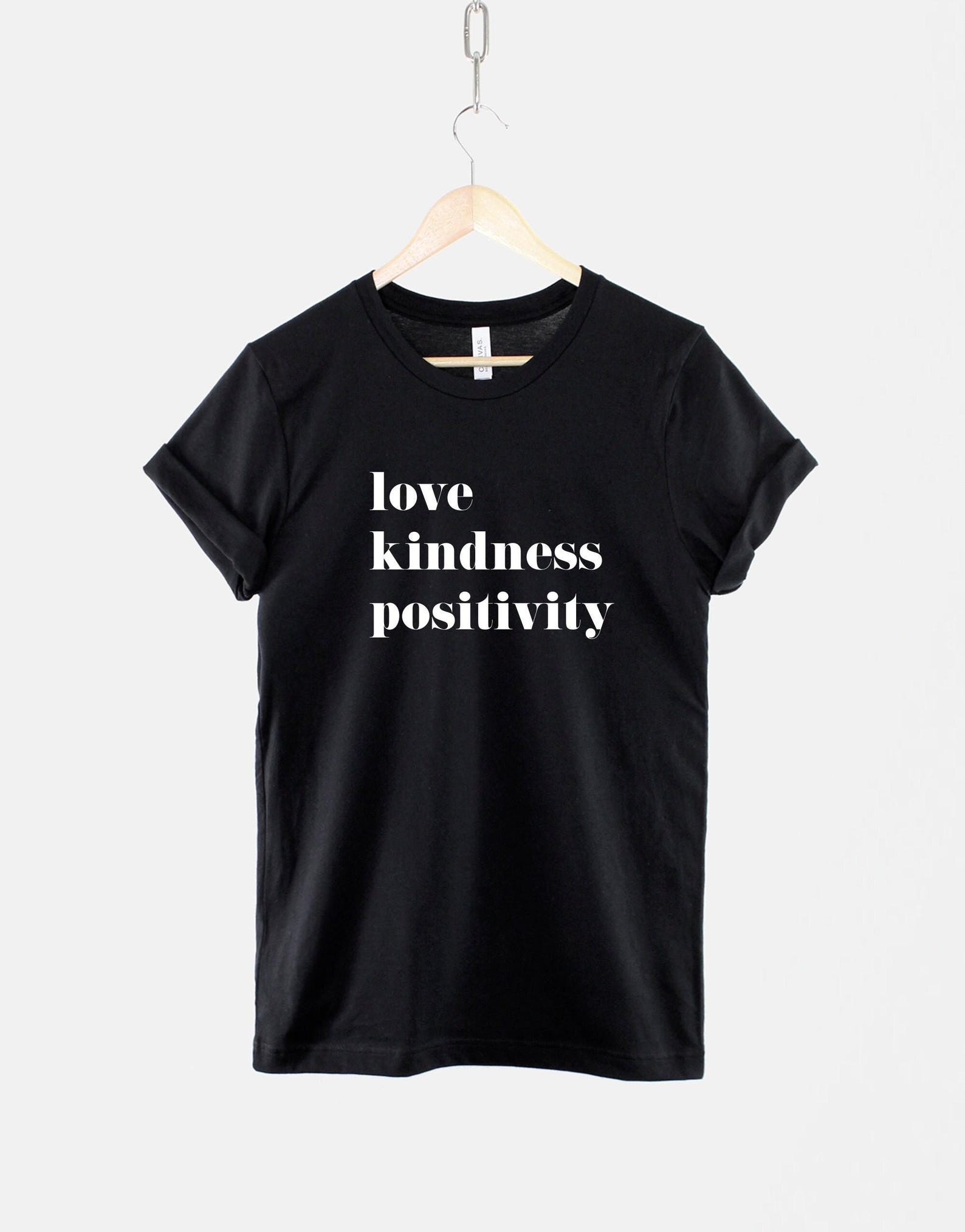 Love Kindness Positivity Shirt: Monochrome Typography, Ring Spun Cotton Tee 2XL