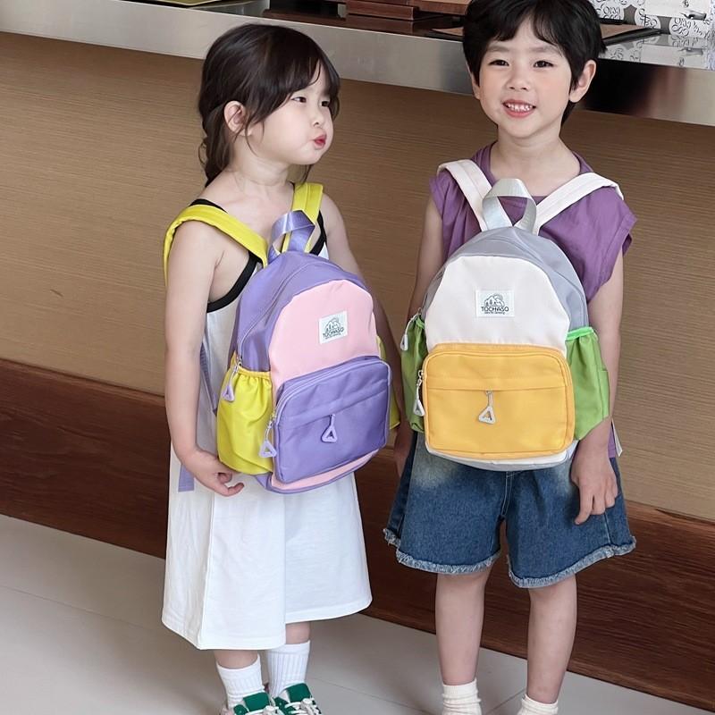 Stylish Korean Style Unisex Kids Backpack Colorful Dual Color Design For School