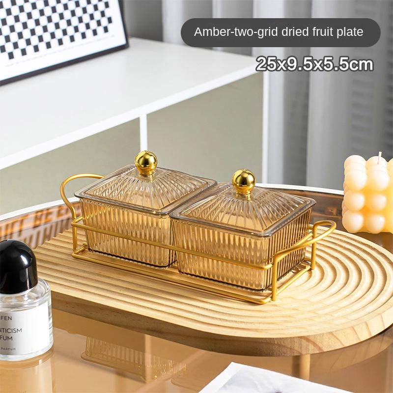 Plastic Dried Fruit Dish for Home Living Room Snack Plate Snack Snack Fruit Plate Display Plate Divided Candy with Lid