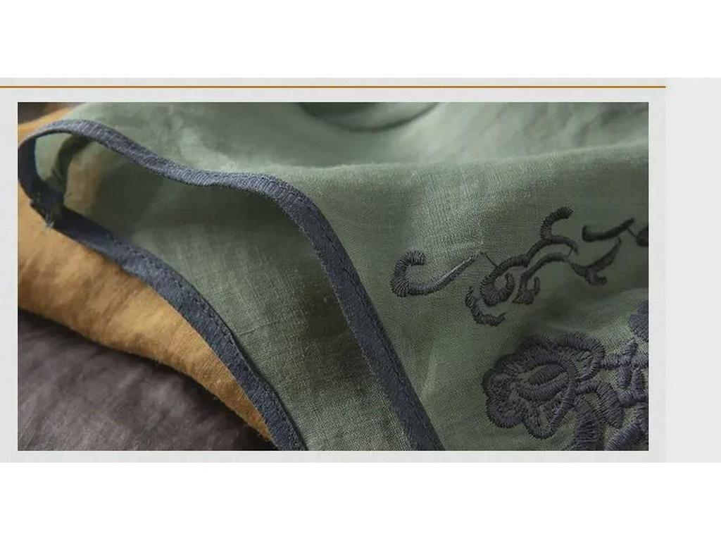 2024 Chinese Style Embroidered Three-Quarter Sleeve Cotton-Linen Pullover