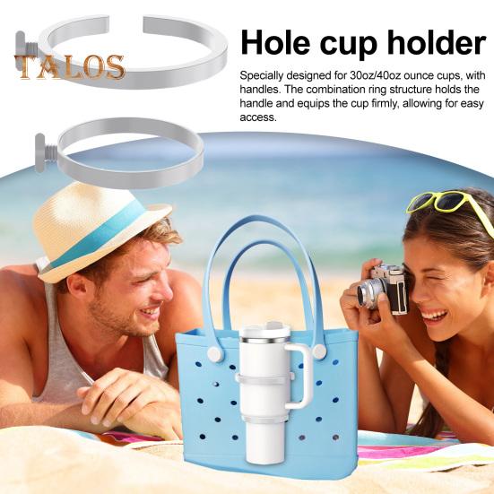 Universal Cup Holder for 30/40oz Tumblers 3-in-1 Beach Bag Attachment with Handles Multi-functional Cup Holder for Bogg Bag