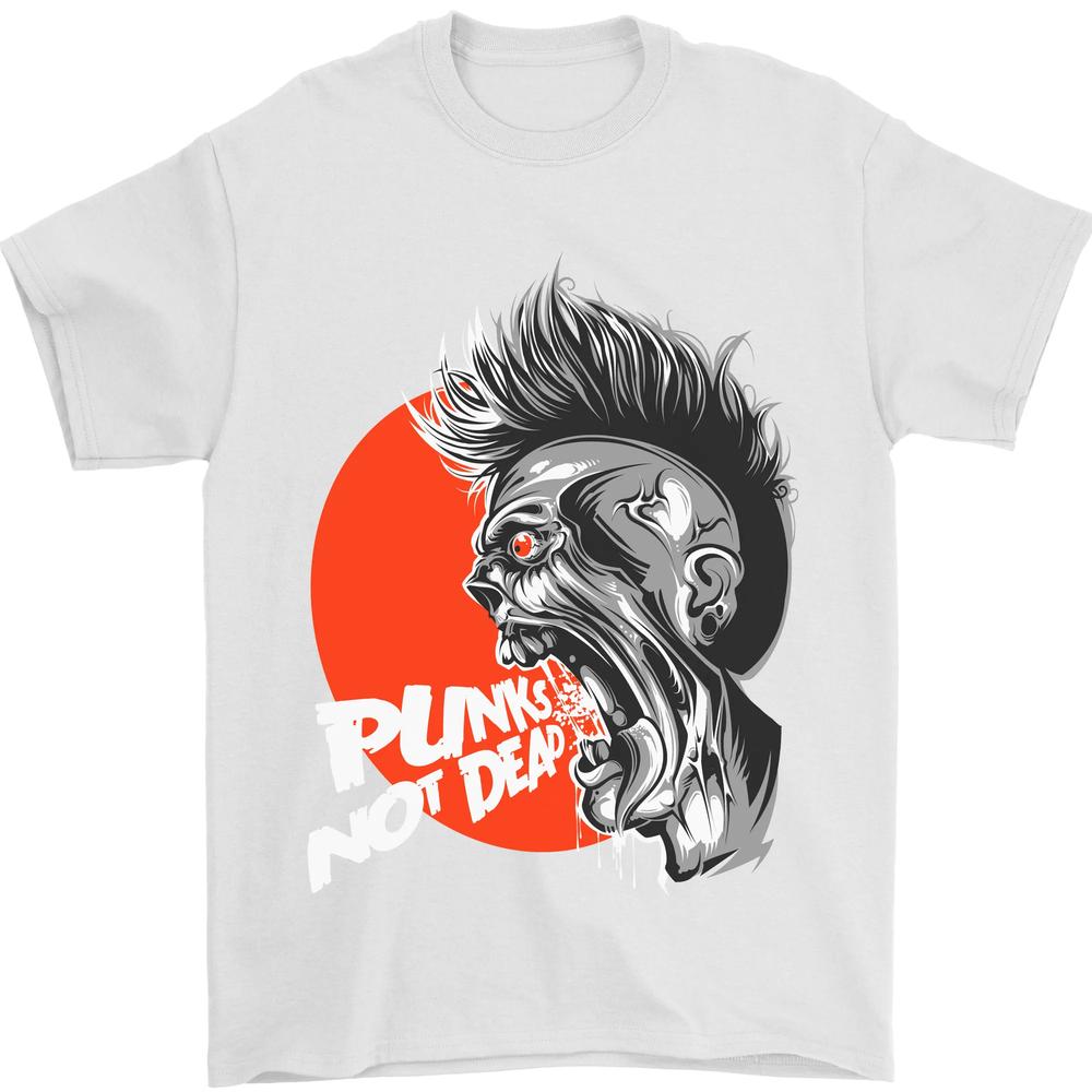 Punks Not Dead Koszulka Unisex Rockowa z Czaszką 100% Bawełna