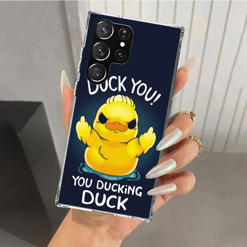 Funny Cute Yellow Duck You Phone Case for Samsung Galaxy S26 S24 S23 Ultra S25 Edge S22 S21 Plus S20 FE + Soft Print Shell Funda