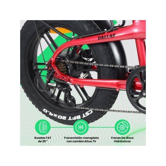 Bicicleta Eléctrica YOUIN Dallas BK1650 FAT Plegable 250W 52Nm 20" Suspensión Frenos Hidráulicos