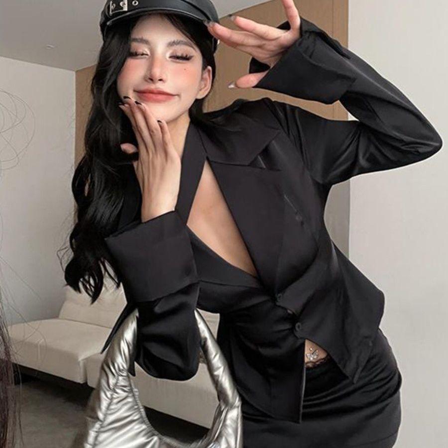 Women's 2024 Spring Satin Ribbon Collar Shirt - French Chic Celebrity Style Short Top
