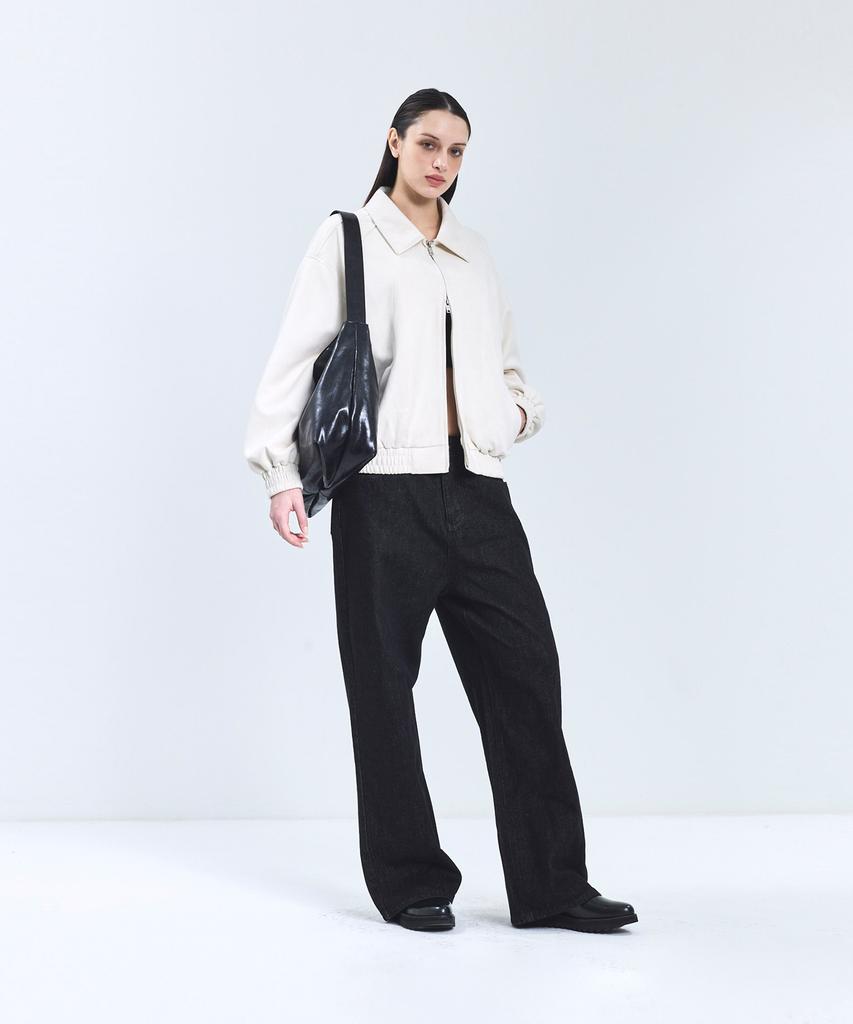 Ironyporno Whiteline 86-Iro328 Line Blouson Suede Jacket Ivory