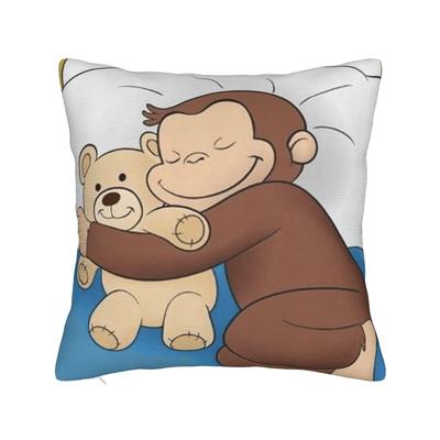 Cartoon Curious George Pillow Cover  Novelty Pillow Case For Office Car Home Decor Square Pillowcases Birthday Present