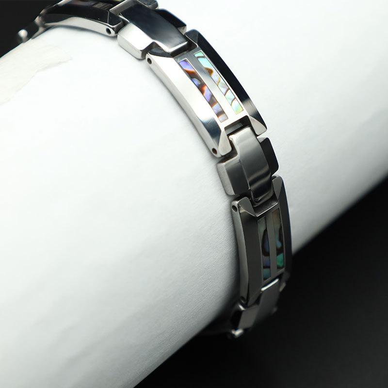 Simple Men'S Tungsten Steel Ceramic Epoxy Bracelet, Inlaid With Wood Shell Bracelet, Finely Polished Surface, Export