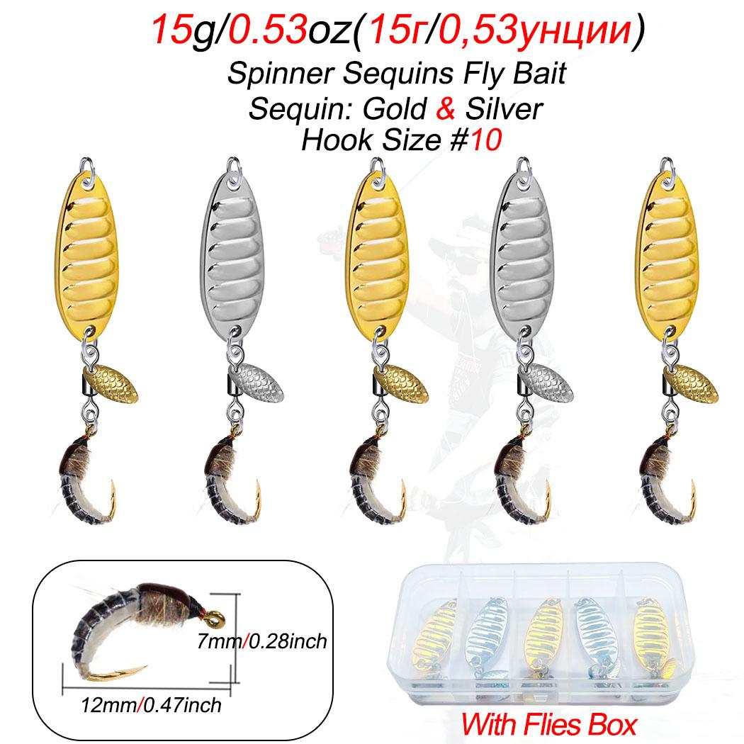 

5 шт./кор. плоские вибрационные блестки, наживка для насекомых, нимф, рыбалка для форели, приманки 5Pcs/Box-15g
