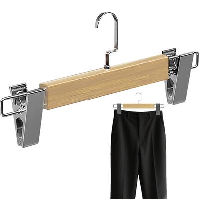 New Sturdy Hangers with Clips Rotating Hook Wide Wooden Closet Hangers Non-Slip Organizer Laundry Room