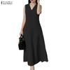 ZANZEA Women Elegant V-Neck Casual Sleeveless Dress