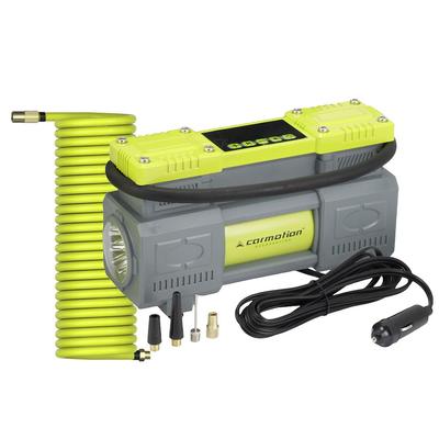 Tweezuiger luchtcompressor 12V, 10 BAR, automatisch, 4 adapters