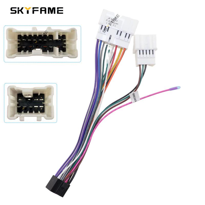 SKYFAME 16pin Car Wiring Harness Adapter Decoder Adnroid Radio Power Cable For Nissan Old