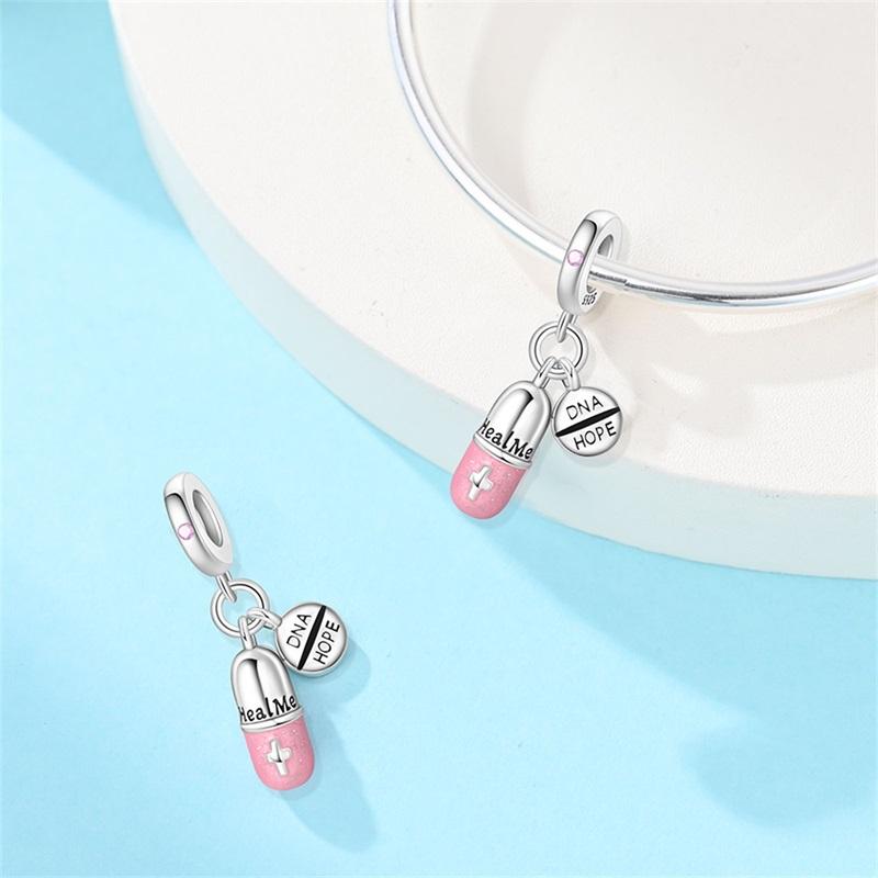 Copper Pink Series Candlelight Slightly Goblet Bowcup Charms Beads Pendant For Original Bracelet Woman Girl Jewelry