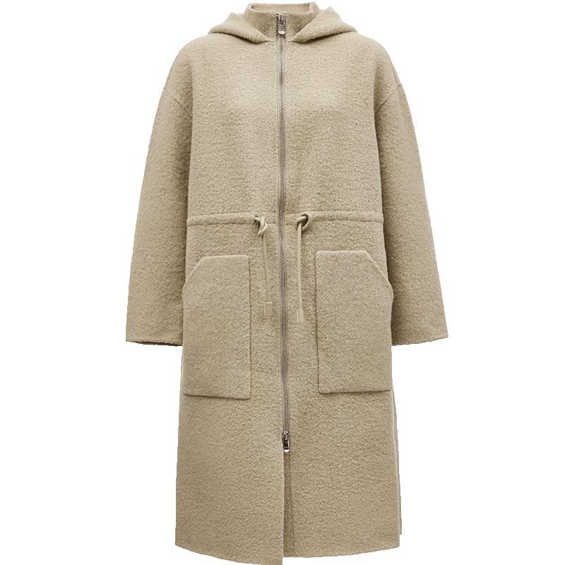 ONLY Women's Hooded Wool Blend Mid-Length Coat