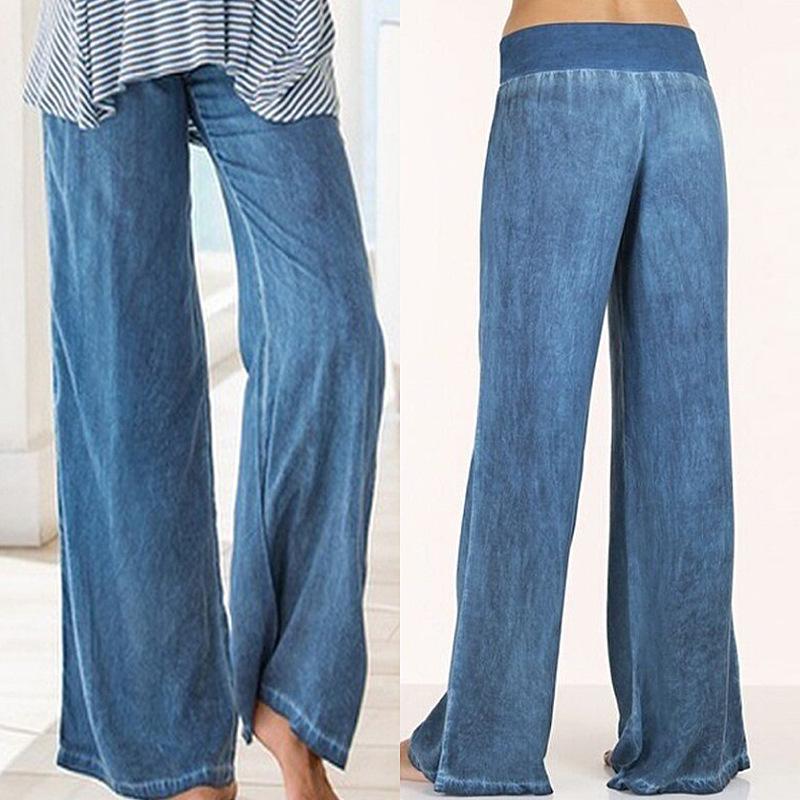 Spring/Summer Women's Plus Size Loose Wide-Leg Casual Denim Pants