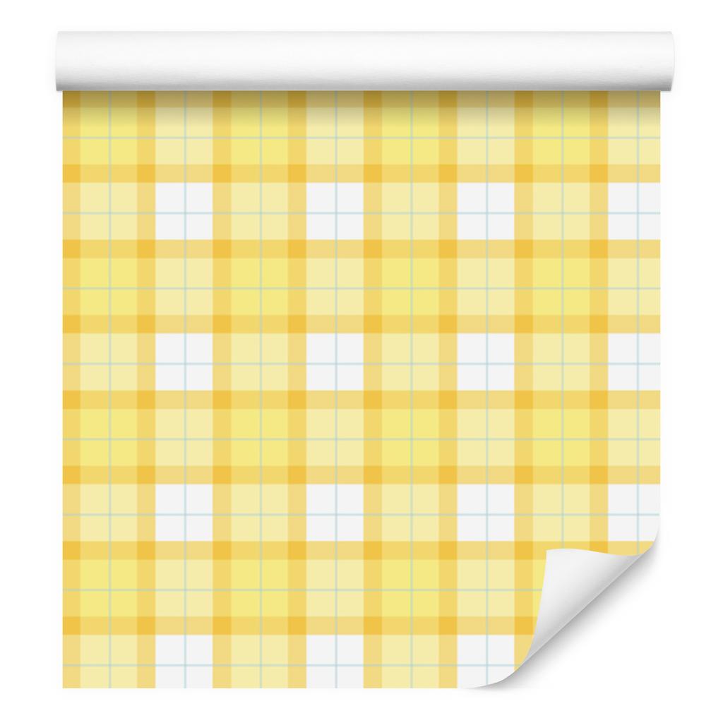 Yellow Checkered Wallpaper Cream and White for Living Room and Bedroom 50x1000