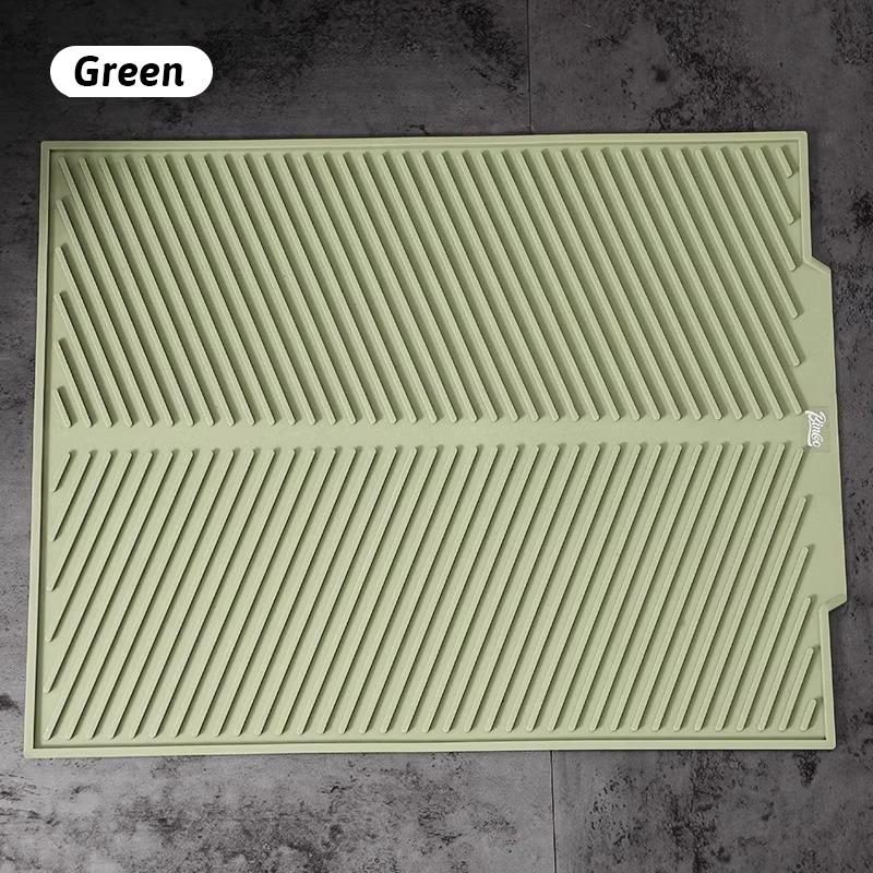 

Многофункциональный коврик для кофейного бара с наклонной полоской ПВХ Мягкий силикон 3D Противоскользящий Водоотвод Складной Многоразовый Легко чистить 30cmx40cm зелёный
