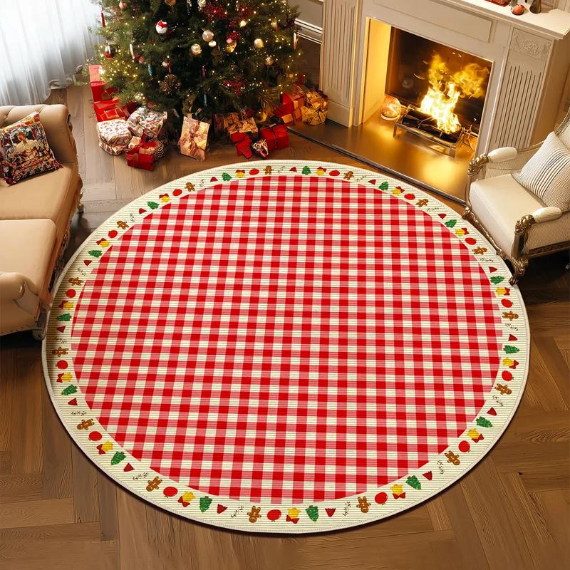 Christmas Tree Decorative Non-slip Rug  Round Living Room Rug  Holiday Rug  Sofa Rug  Bedside Rug Home Party Decorative Rug