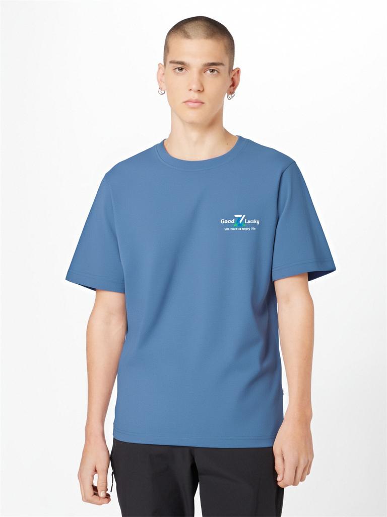 Gutes Glück Lockeres Kurzarm-T-Shirt für Herren 100% Baumwolle Rundhals-Oberteil
