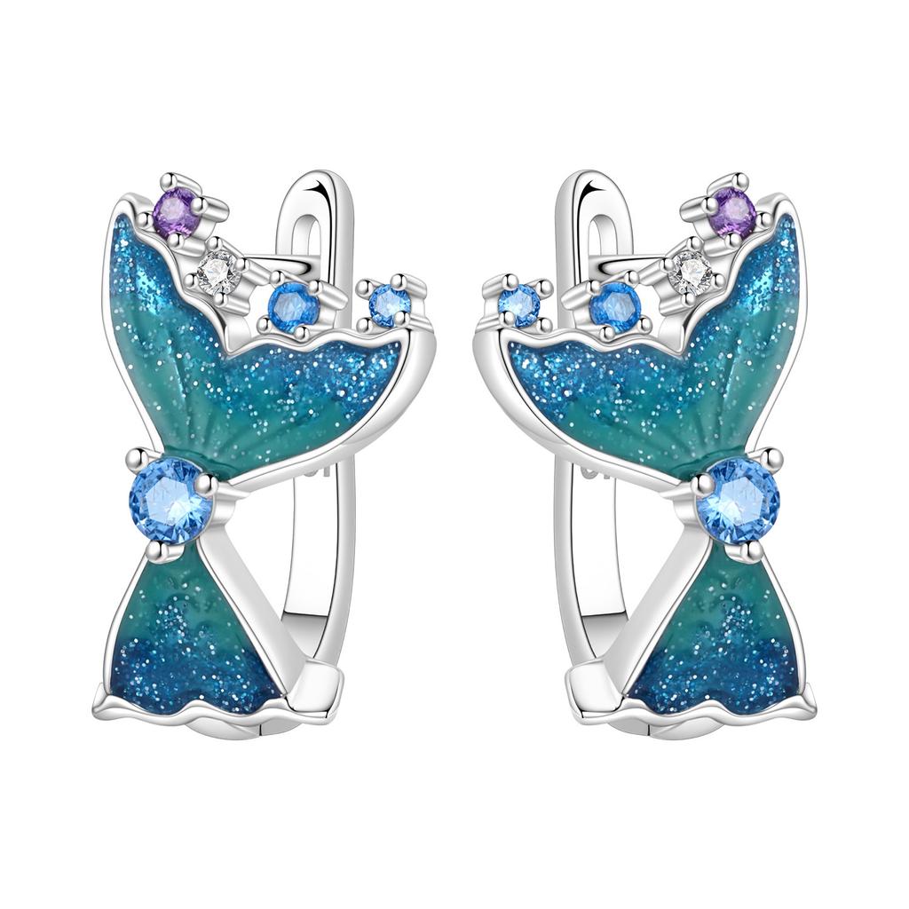 Orstarry 925 Silber Blauer Zirkon Sternenhimmel Ohrring Original Schmuck Creolen Damen Schmuck Party Trendige Geschenke