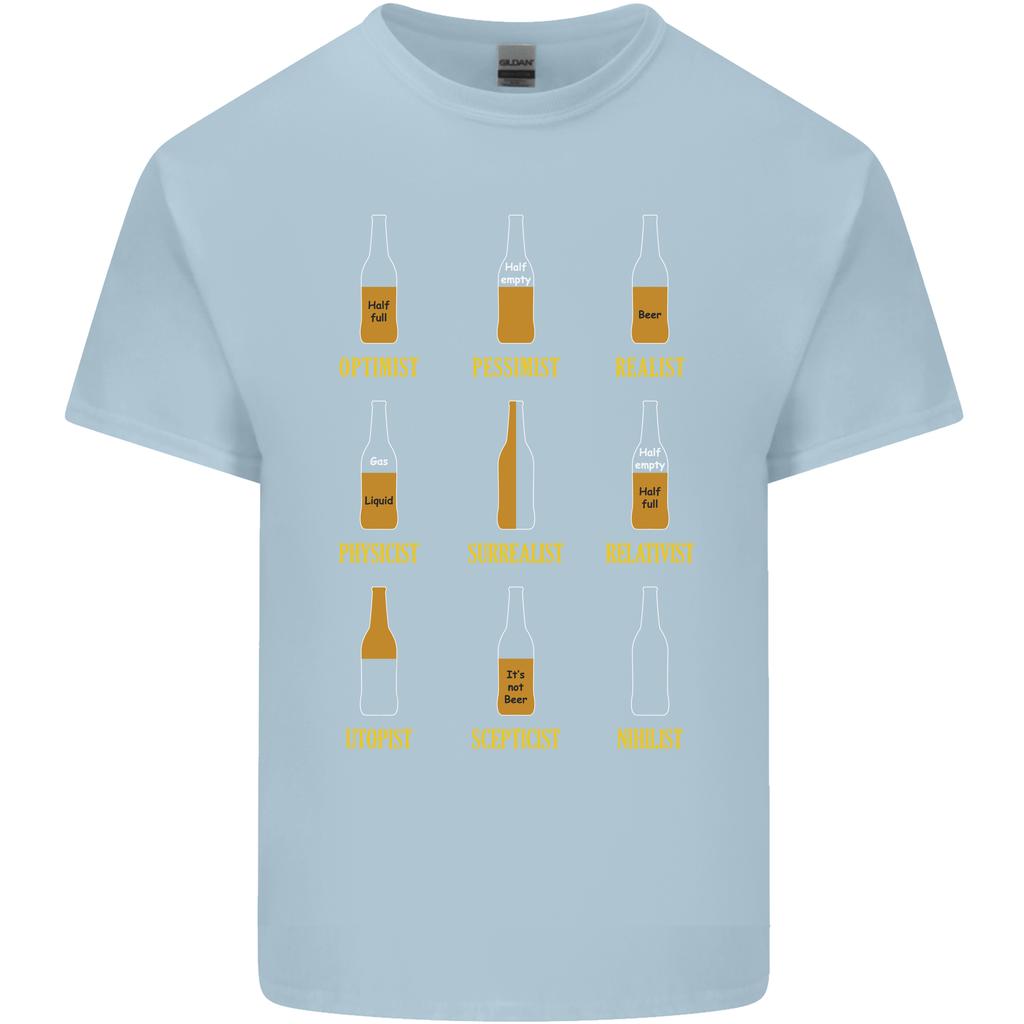 Optimism Pessimism Beer Alcohol Funny Unisexs Light Cotton TShirt