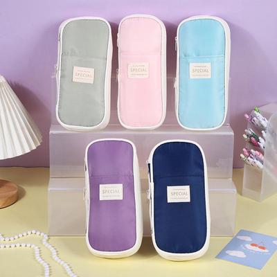 Doppelschichtiges ausziehbares Federmäppchen, großes Fassungsvermögen, koreanischer und japanischer Stil, Macaron-Farbblockdesign, verbesserte Stiftbox.