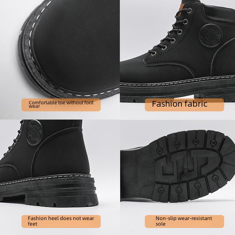 Pánské podzimní/zimní žluté martensky: Vysoké boty, Trendy, Protiskluzové, Odolné proti opotřebení, Korejský styl.