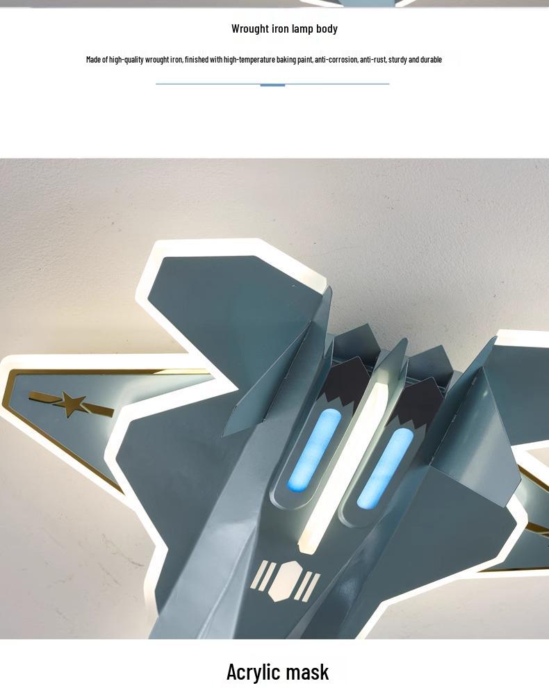 Children's J-35 Fighter Model Ceiling Light - Eye-Protection, Creative Airplane Design for Boys' Bedrooms