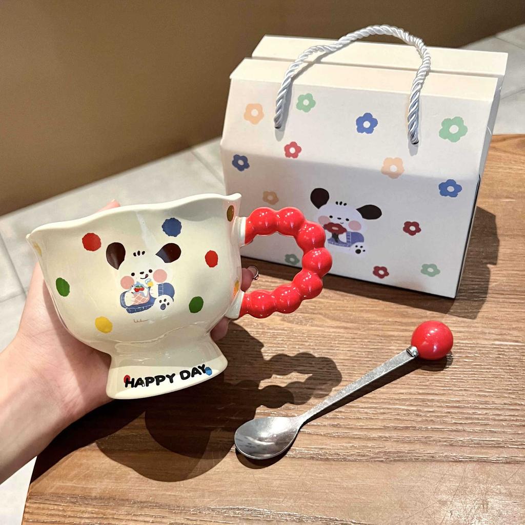 Cute Cute Goblet Hand-painted Cartoon Ceramic Mug Couple Water Cup Birthday Gift Souvenir