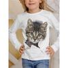 Abbigliamento Bambini Magliette Manica Lunga Bambina Maglietta Bambino Cartone Animato Girocollo Stampa Gatto Casual Abiti Estivi Bambina Top Maglietta