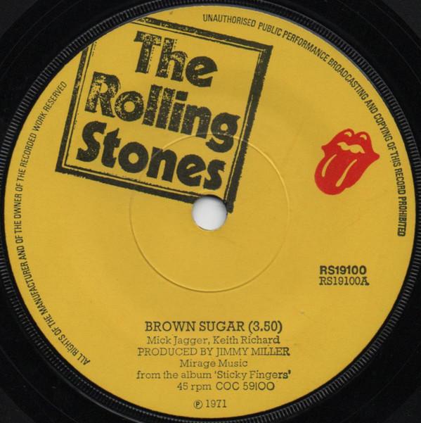 

7inch Record ROLLING STONES - Brown Sugar RS19100 Rolling Stones 1971 UK Rock Used