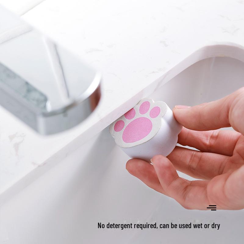 Cat Claw Mirror & Faucet Cleaner - PU Cotton Sponge for Bathroom & Makeup Mirrors