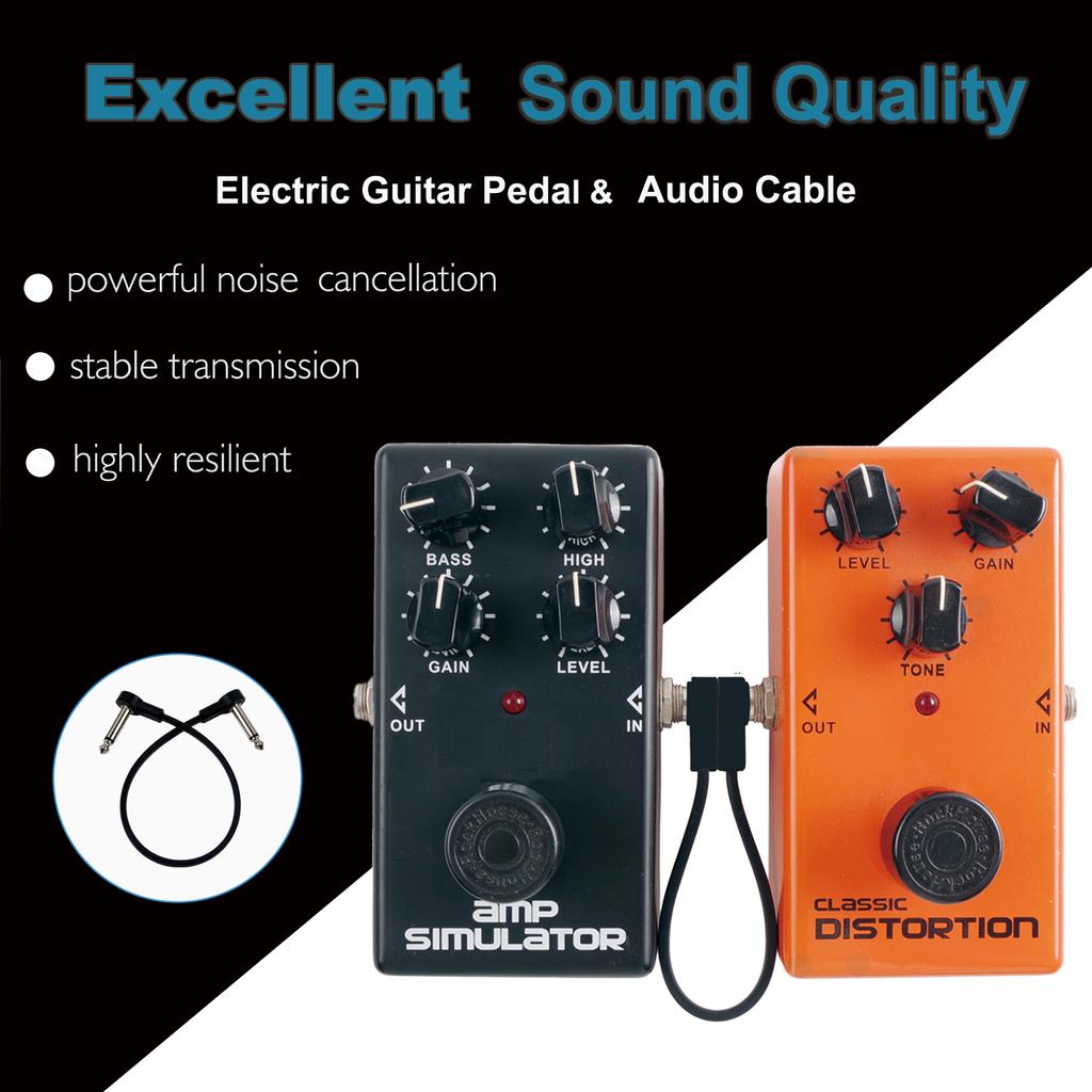 4Pcs 1/4" Right Angle Electric Guitar Pedal Audio Cable - Noise Free Space Saving Durable Pedal Board Cables for Guitar Pedals